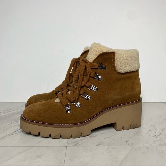 Blondo Devin Waterproof Lace Up Suede Camel Bootie 7M - Picture 15 of 15